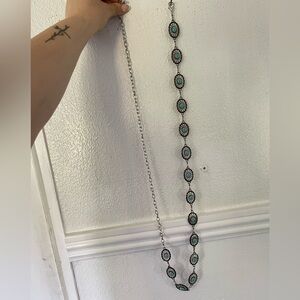 Turquoise and Silver Concho Oval Chain Western Belt